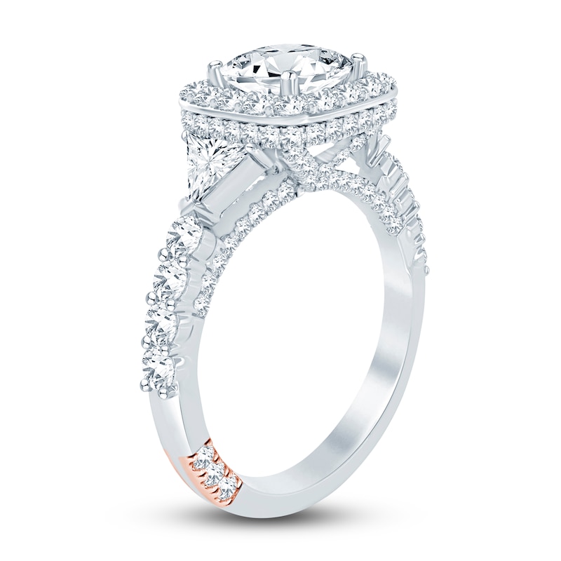 Pnina Tornai Lab-Created Diamond Engagement Ring 2-7/8 ct tw Cushion/Trillion/ Round 14K White Gold