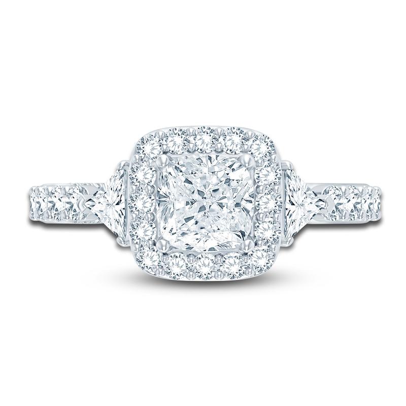 Main Image 3 of Pnina Tornai Lab-Grown Diamond Engagement Ring 2-7/8 ct tw Cushion/Trillion/ Round 14K White Gold