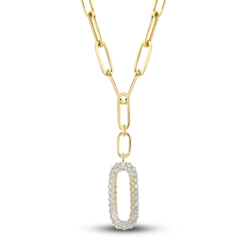 Main Image 1 of Shy Creation Diamond Paperclip Necklace 7/8 ct tw Round 14K Yellow Gold 18" SC22007995