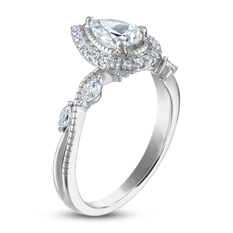 Main Image 2 of Certified Diamond Engagement Ring 1 ct tw Pear/Marquise/ Round 14K White Gold