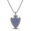 Thumbnail Image 0 of 1933 by Esquire Men's Blue Lab-Created Sapphire Solid Shield Pendant Necklace Sterling Silver 22"