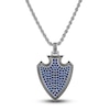 Thumbnail Image 1 of 1933 by Esquire Men's Blue Lab-Created Sapphire Solid Shield Pendant Necklace Sterling Silver 22"