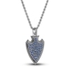Thumbnail Image 1 of 1933 by Esquire Men's Blue Lab-Created Sapphire Solid Shield Pendant Necklace Sterling Silver 22"