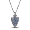 Thumbnail Image 2 of 1933 by Esquire Men's Blue Lab-Created Sapphire Solid Shield Pendant Necklace Sterling Silver 22"