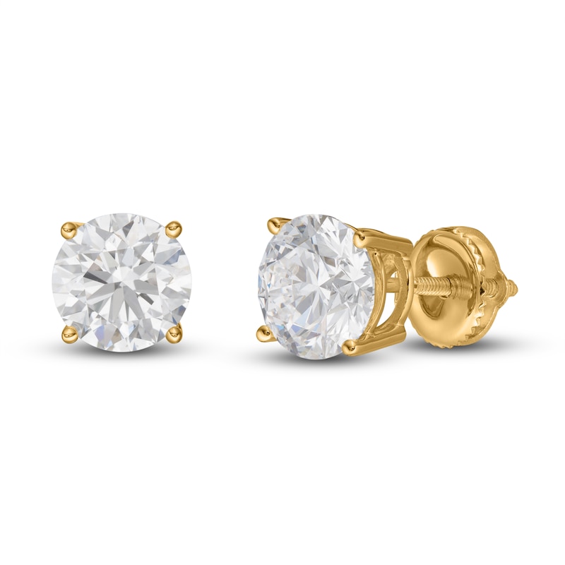 Lab-Created Diamond Stud Earrings 3 ct tw Round 14K Yellow Gold (SI2/F ...