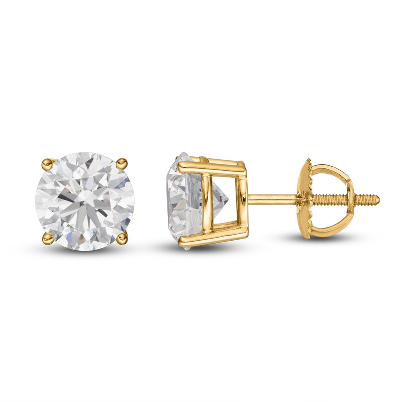 Main Image 2 of Lab-Grown Diamond Stud Earrings 3 ct tw Round 14K Yellow Gold (SI2/F)
