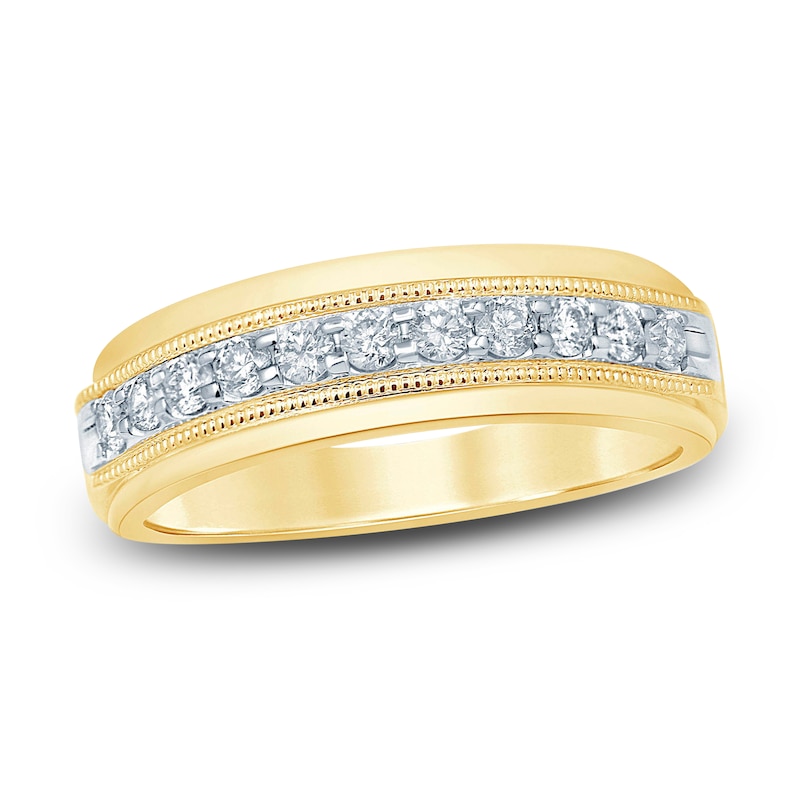 Men's Diamond Anniversary Band 1/2 ct tw Round 14K Yellow Gold