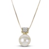 Thumbnail Image 1 of Freshwater Cultured Pearl Pendant Necklace 1/20 ct tw Diamonds 14K Yellow Gold  18"