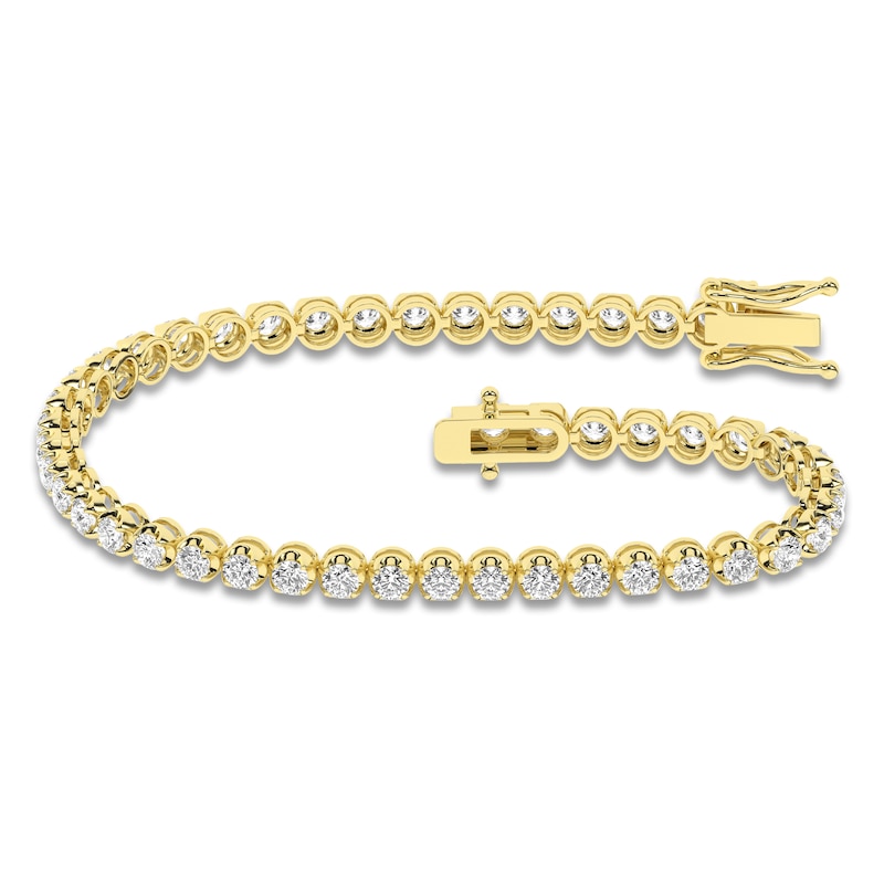 Main Image 1 of Lab-Grown Diamond Tennis Bracelet 3 ct tw 14K Yellow Gold 7.25"