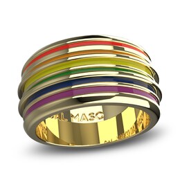 Marco Dal Maso Acies Wide Pride Ring Multi-Colored Enamel 14K Yellow Gold