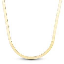 Solid Herringbone Chain Necklace 14K Yellow Gold 16" 6.0mm