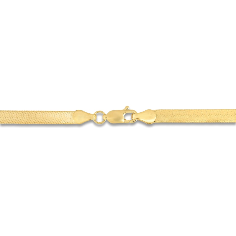 Solid Herringbone Chain Necklace 14K Yellow Gold 16" 6.0mm