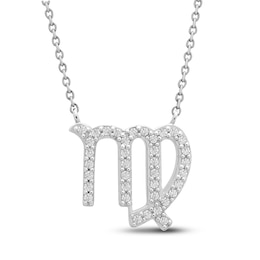 Diamond Virgo Necklace 1/10 ct tw Round 14K White Gold 16.75"