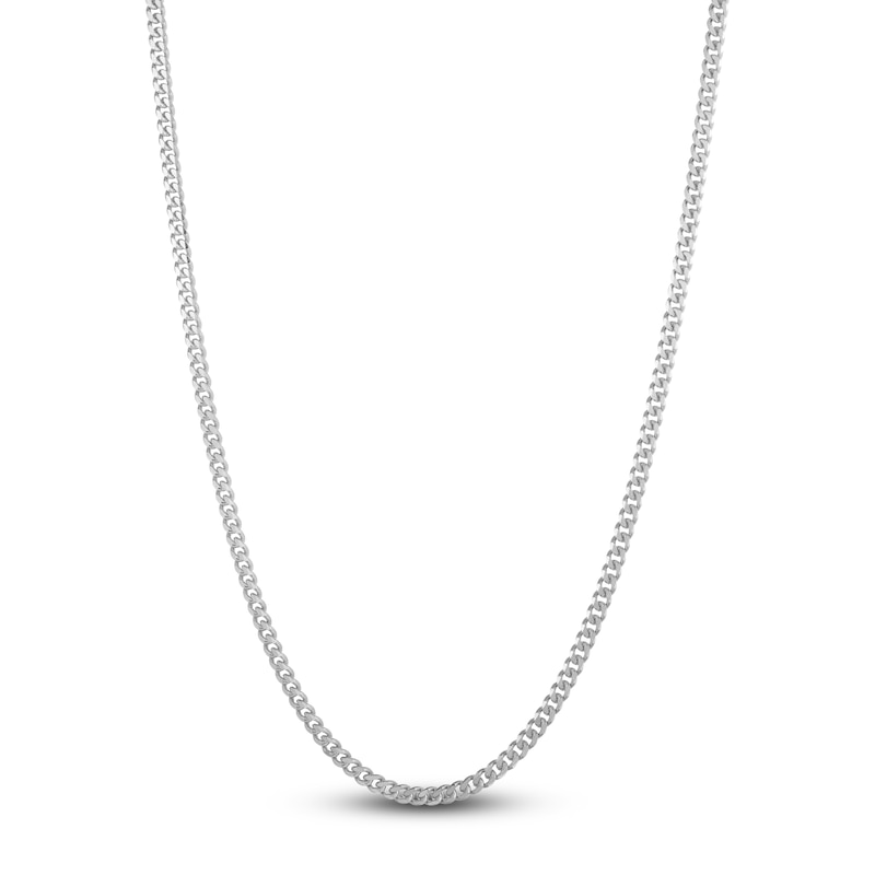 Solid Gourmette Chain Necklace 14K White Gold 20" 2.2mm