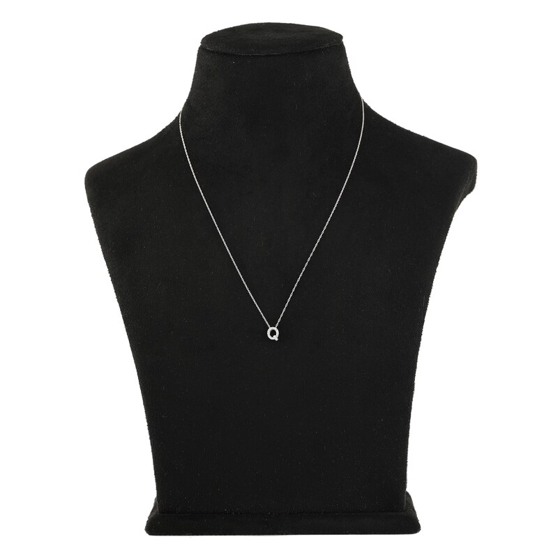 Main Image 3 of Diamond Letter Q Necklace 1/20 ct tw Round 14K White Gold 18"
