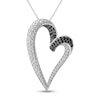Thumbnail Image 1 of Black & White Diamond Heart Pendant Necklace 3/8 ct tw Round 14K White Gold 18"