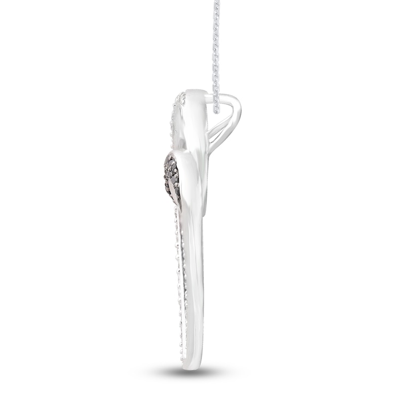 Main Image 2 of Black & White Diamond Heart Pendant Necklace 3/8 ct tw Round 14K White Gold 18"