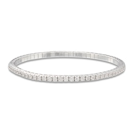 Matinee by A Link Diamond Stretch Bangle Bracelet 3-1/5 ct tw Round 18K White Gold