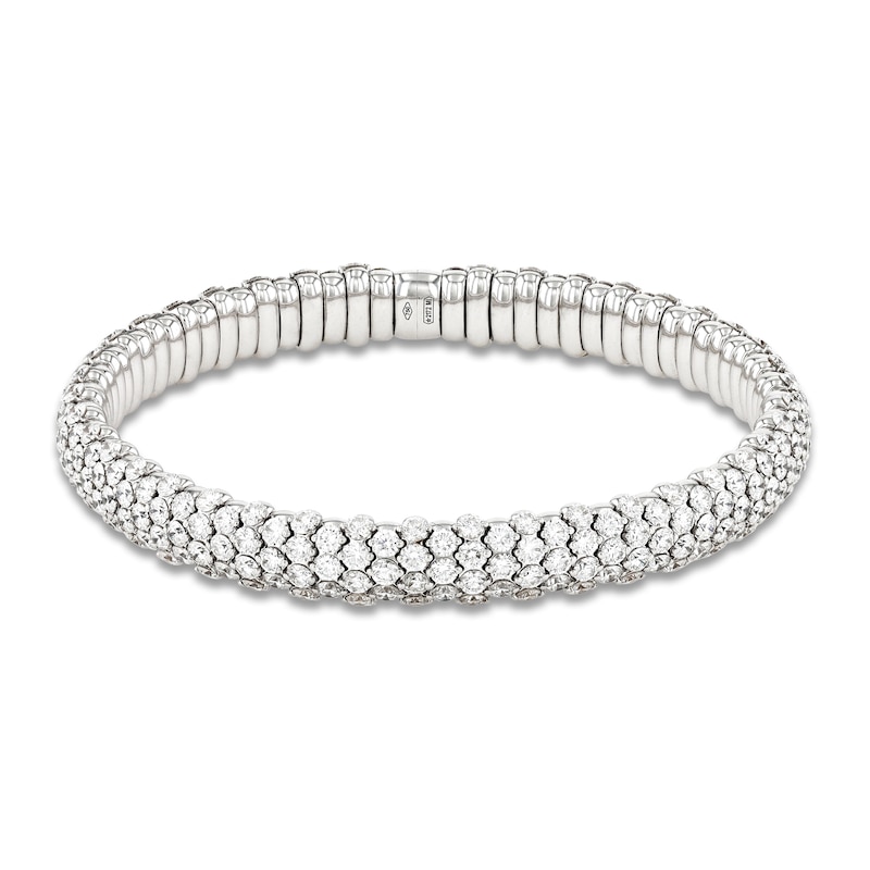 ZYDO Diamond Stretch Bangle Bracelet 10-3/8 ct tw Round 18K White Gold 6.5"