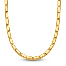 High-Polish Square Barrel Chain Necklace 24K Yellow Gold 20" 3.0mm