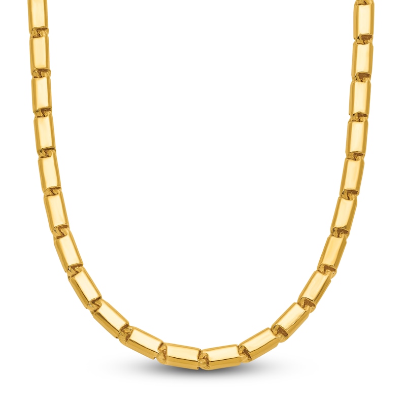 Main Image 1 of High-Polish Square Barrel Chain Necklace 24K Yellow Gold 20" 3.0mm