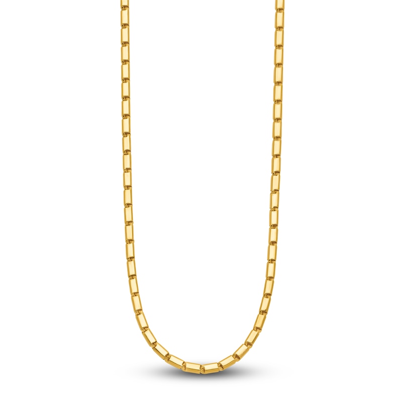 Main Image 2 of High-Polish Square Barrel Chain Necklace 24K Yellow Gold 20" 3.0mm