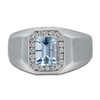 Thumbnail Image 2 of Men's Natural Aquamarine & Diamond Ring 1/3 ct tw 14K White Gold