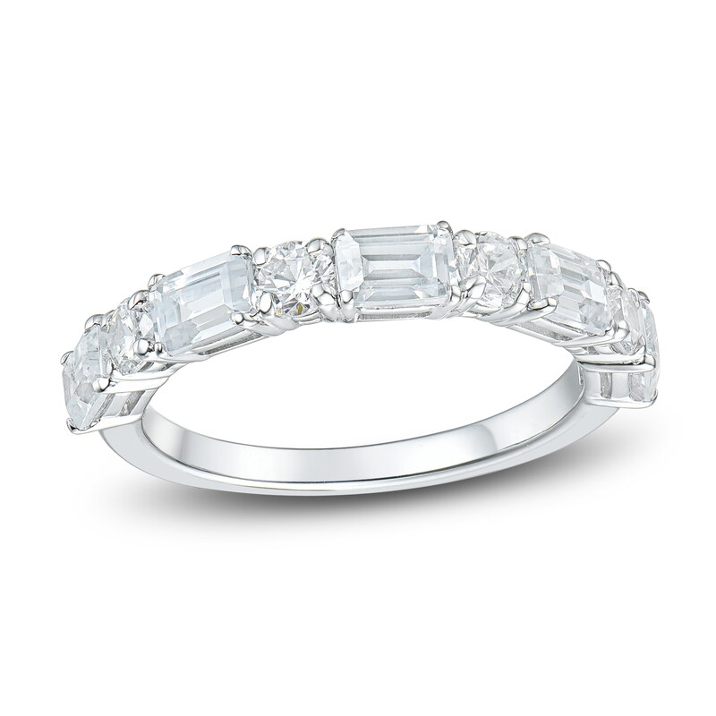 Main Image 1 of Diamond Anniversary Band 2 ct tw Round/Emerald 14K White Gold