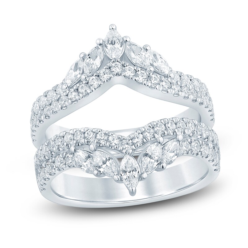 Main Image 1 of Diamond Anniversary Enhancer Band 1-1/2 ct tw Round/Marquise 14K White Gold