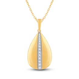 Diamond Teardrop Pendant Necklace 1/6 ct tw Round 14K Yellow Gold 18"