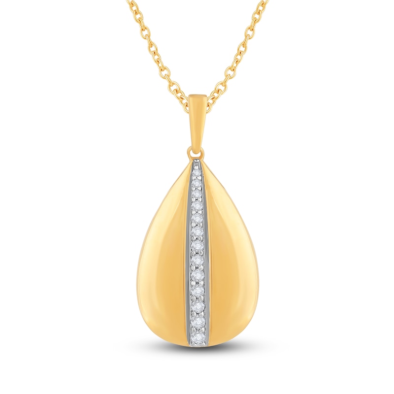 Main Image 1 of Diamond Teardrop Pendant Necklace 1/6 ct tw Round 14K Yellow Gold 18"