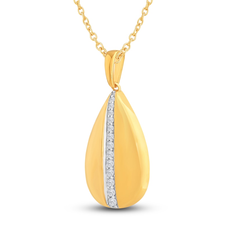 Main Image 2 of Diamond Teardrop Pendant Necklace 1/6 ct tw Round 14K Yellow Gold 18"