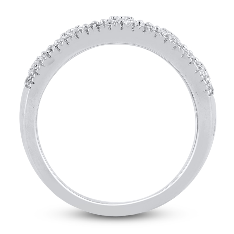Main Image 2 of Round & Baguette-Cut Milgrain Anniversary Band 1 ct tw 14K White Gold