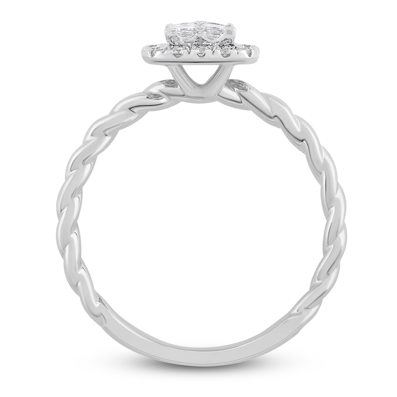 Main Image 3 of Princess & Round Diamond Fashion Ring 1/2 ct tw 10K White Gold