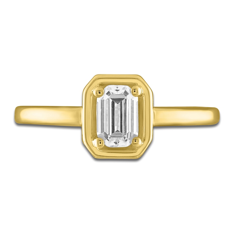 Main Image 3 of Emerald-Cut Diamond Solitaire Ring 1/2 ct tw 14K Yellow Gold (I/SI2)