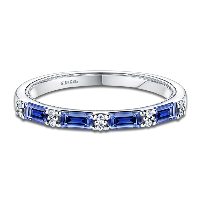Main Image 2 of Kirk Kara Natural Blue Sapphire & Diamond Wedding Band 1/20 ct tw Platinum
