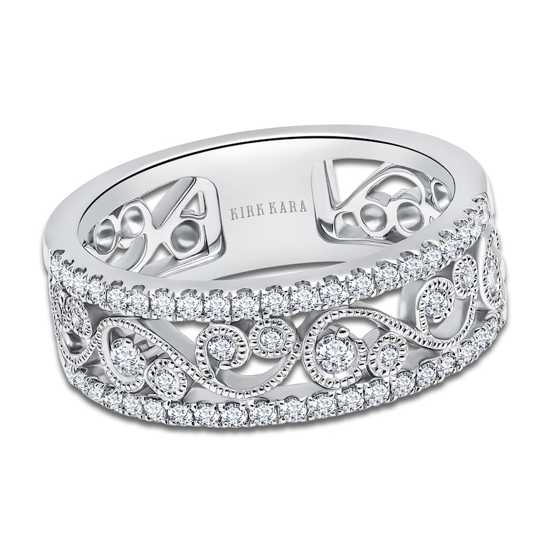 Main Image 1 of Kirk Kara Round Diamond 1/2 ct tw Wide Lace Wedding Band 14K White Gold