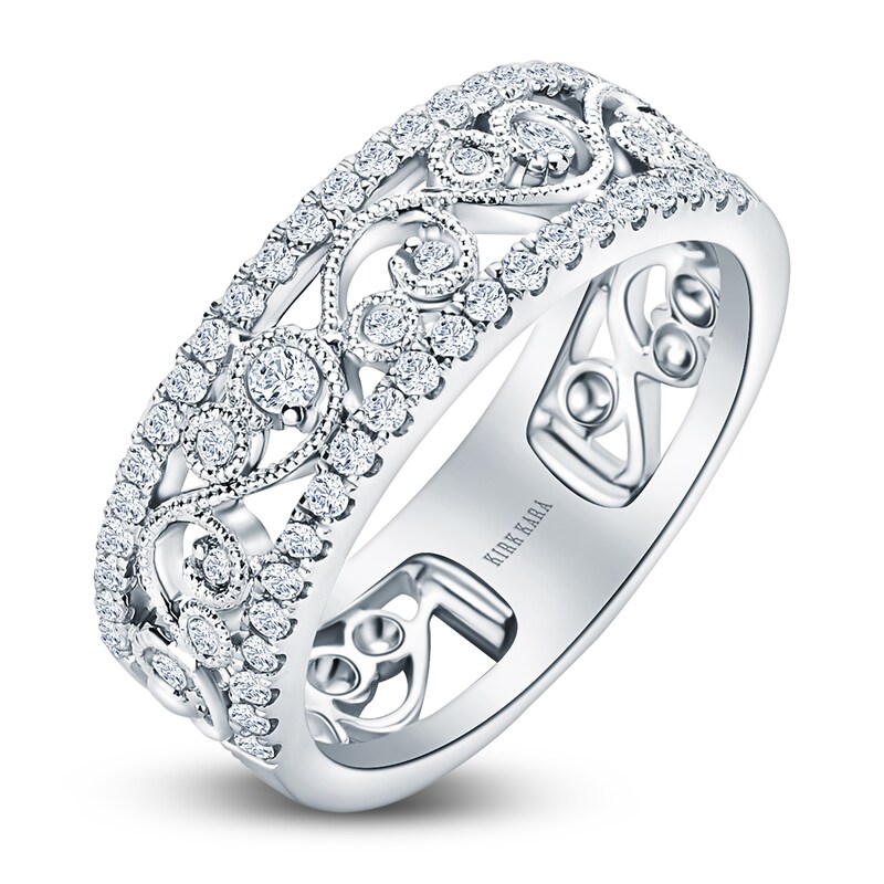 Main Image 2 of Kirk Kara Round Diamond 1/2 ct tw Wide Lace Wedding Band 14K White Gold