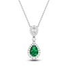 Thumbnail Image 1 of Pear-Shaped Natural Emerald & Diamond Drop Necklace 1/4 ct tw 14K White Gold 18"