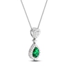 Thumbnail Image 2 of Pear-Shaped Natural Emerald & Diamond Drop Necklace 1/4 ct tw 14K White Gold 18"