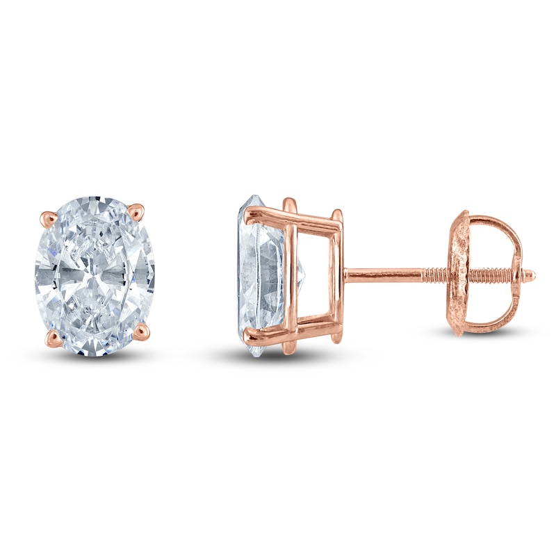 Oval-Cut Lab-Created Diamond Solitaire Stud Earrings 1-1/4 ct tw 14K Rose Gold (F/SI2)