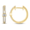 Thumbnail Image 1 of Emerald-Cut & Round Diamond Bezel Two-Row Hoop Earrings 3/8 ct tw 10K Yellow Gold