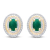 Thumbnail Image 1 of Kallati Oval-Cut Natural Emerald & Diamond Earrings 1/3 ct tw 14K Yellow Gold