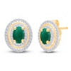 Thumbnail Image 1 of Kallati Oval-Cut Natural Emerald & Diamond Earrings 1/3 ct tw 14K Yellow Gold