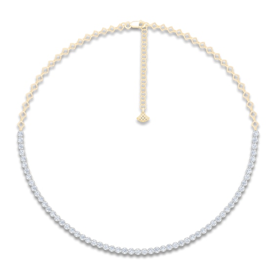 Diamond Tennis & Open Link Necklace 3-1/2 ct tw 14K Two-Tone Gold 16"