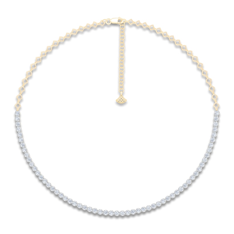 Main Image 1 of Diamond Tennis & Open Link Necklace 3-1/2 ct tw 14K Two-Tone Gold 16"