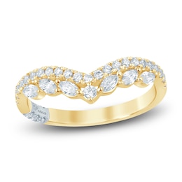 Pnina Tornai Marquise & Round-Cut Diamond Chevron Anniversary Ring 1/2 ct tw 14K Yellow Gold