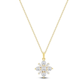 Baguette & Round-Cut Lab-Grown Diamond Snowflake Necklace 1 ct tw 14K Yellow Gold 18"