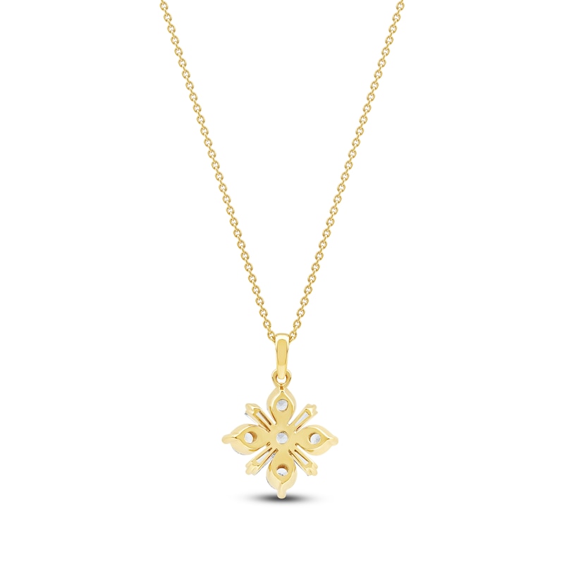 Main Image 3 of Baguette & Round-Cut Lab-Grown Diamond Snowflake Necklace 1 ct tw 14K Yellow Gold 18"
