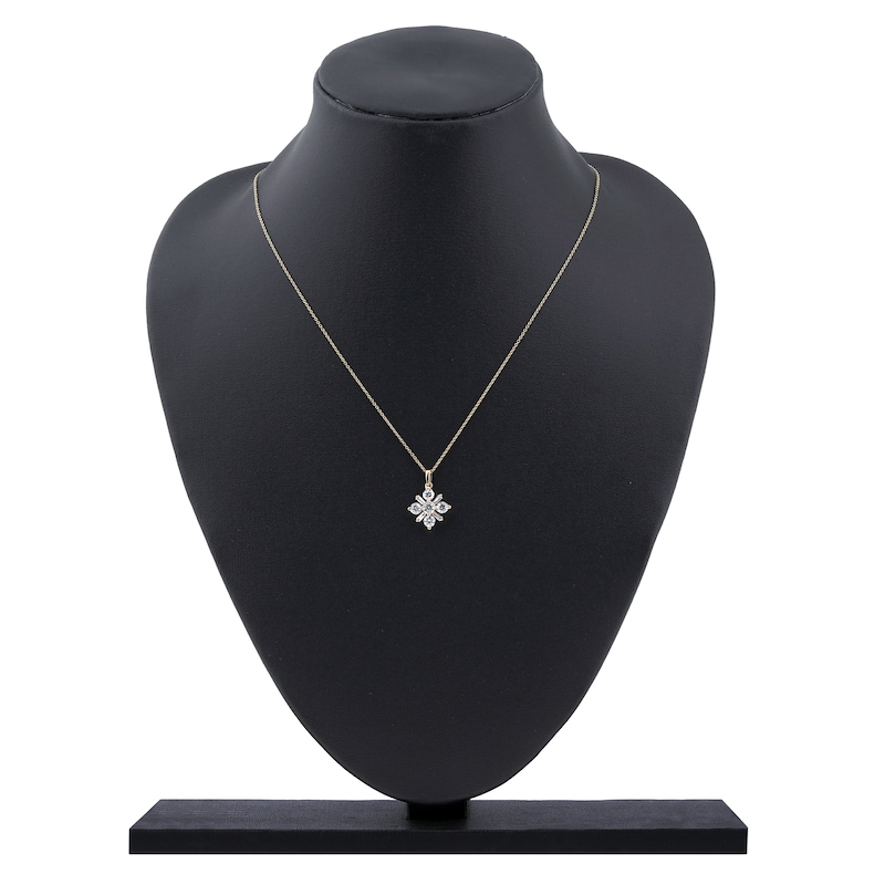 Main Image 6 of Baguette & Round-Cut Lab-Grown Diamond Snowflake Necklace 1 ct tw 14K Yellow Gold 18"